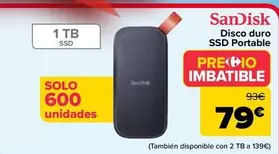 Oferta de Sandisk - Disco Duro Ssd Portable por 79€ en Carrefour