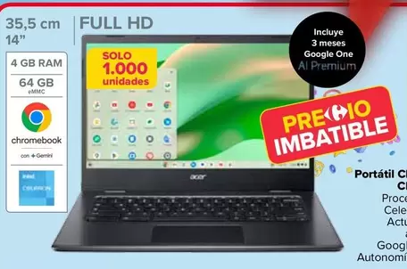 Oferta de Acer - Portátil Chromebook CBOA314-1H por 199€ en Carrefour