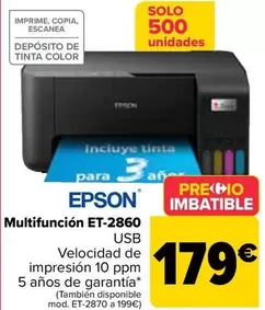 Oferta de Epson - Multifunción ET-2860 por 179€ en Carrefour