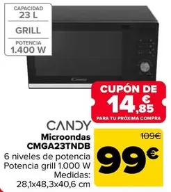 Oferta de Candy - Microondas Cmga23tndb por 99€ en Carrefour