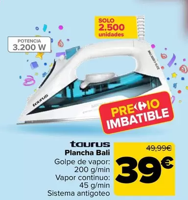Oferta de Taurus - Plancha Bali por 39€ en Carrefour