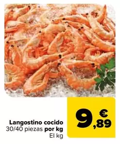 Oferta de Langostino Cocido por 9,89€ en Carrefour