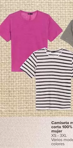 Oferta de TEX - Camiseta Manga Corta 100% Lino Mujer por 12,99€ en Carrefour