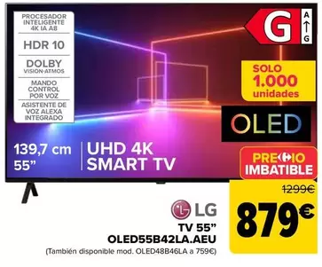 Oferta de LG - Tv 55" OLED55B42LA.AEU por 879€ en Carrefour