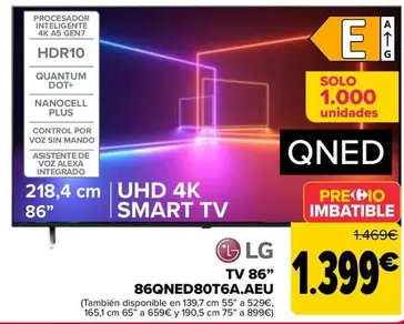 Oferta de LG - Tv 86" 86QNED80T6A.AEU por 1399€ en Carrefour