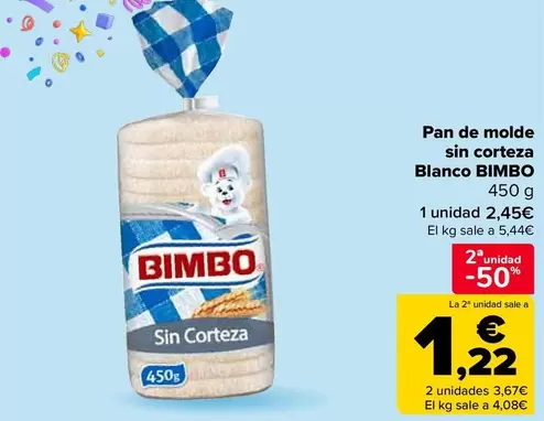 Oferta de Bimbo - Pan De Molde Sin Corteza Blanco en Carrefour