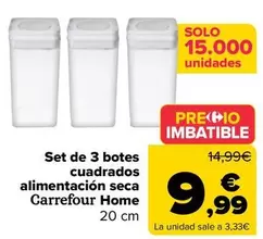 Oferta de Carrefour Home - Set De 3 Botes Cuadrados Alimentación Seca  por 9,99€ en Carrefour