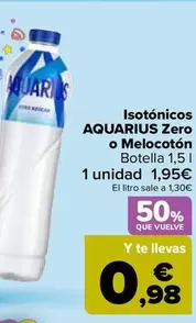 Oferta de Aquarius - Isotónicos Zero O Melocotón en Carrefour