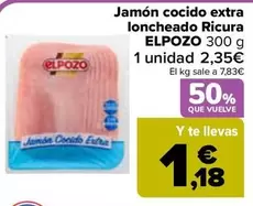 Oferta de Elpozo - Jamón Cocido Extra Loncheado Ricura en Carrefour
