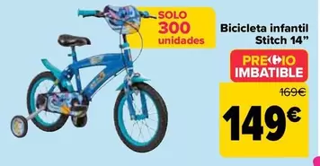 Oferta de Bicicleta Infantil Stitch 14" por 149€ en Carrefour