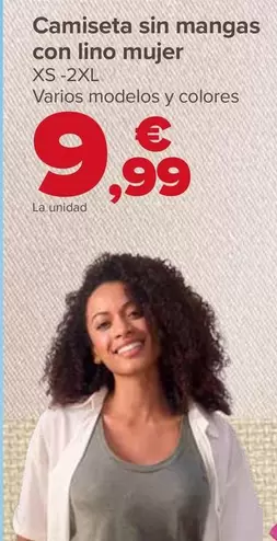 Oferta de Camiseta Sin Mangas Con Lino Mujer por 9,99€ en Carrefour