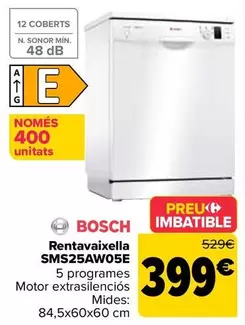 Oferta de Bosch - Lavavajillas Sms25aw05e por 399€ en Carrefour