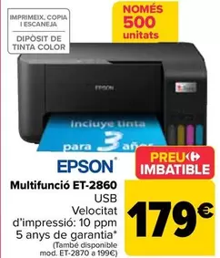 Oferta de Epson - Multifunción ET-2860 por 179€ en Carrefour