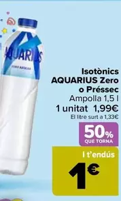 Oferta de Aquarius - Isotónicos Zero O Melocotón en Carrefour
