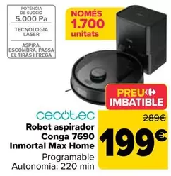 Oferta de Cecotec - Robot Aspirador Conga 7690  Inmortal Max Home por 199€ en Carrefour