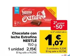 Oferta de Nestlé - Chocolate Con Leche Extrafino  en Carrefour