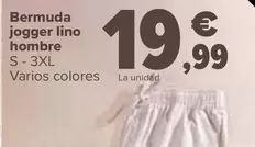 Oferta de TEX - Bermuda Jogger Lino Hombre por 19,99€ en Carrefour