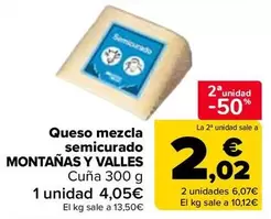 Oferta de Montañas Y Valles - Queso Mezcla Semicurado en Carrefour