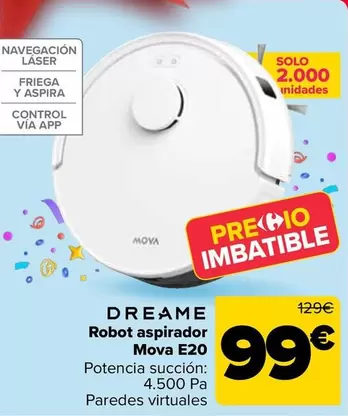 Oferta de Dreame - Robot Aspirador  Mova E20 por 99€ en Carrefour