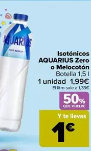 Oferta de Aquarius - Isotónicos Zero O Melocotón en Carrefour