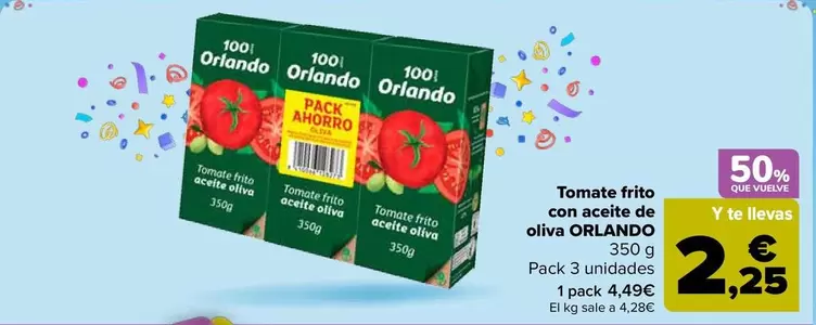 Oferta de Orlando - Tomate Frito Con Aceite De Oliva  en Carrefour