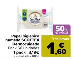 Oferta de Scottex - Papel Higienico Humedo Dermocuidado en Carrefour