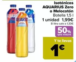 Oferta de Aquarius - Isotonicos Zero O Melocoton en Carrefour