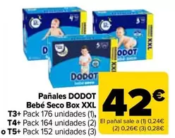 Oferta de Dodot - Pañales Bebe Seco Box XXL por 42€ en Carrefour