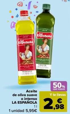 Oferta de La Española - Aceite De Oliva Suave O Intenso por 5,95€ en Carrefour