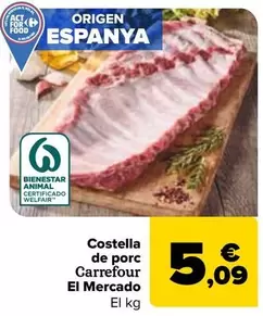 Oferta de Carrefour El Mercado - Costilla De Cerdo por 5,09€ en Carrefour