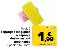 Oferta de Esponjas Magicas O Esponja Desincrustante Con Asa por 1,99€ en Carrefour