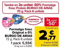 Oferta de Burgo De Arias - Queso Fresco Original O 0% en Carrefour