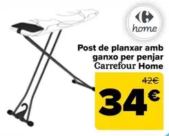 Oferta de Carrefour Home - Tabla De Planchar Con Gancho Para Colgar  por 34€ en Carrefour