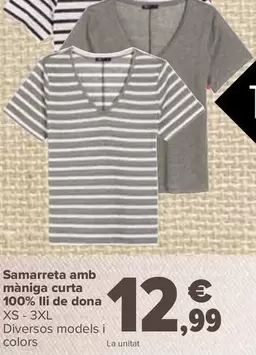 Oferta de TEX - Camiseta Manga Corta 100% Lino Mujer por 12,99€ en Carrefour