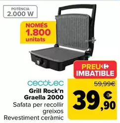 Oferta de Cecotec - Grill Rock’n  Grill 2000 por 39,9€ en Carrefour