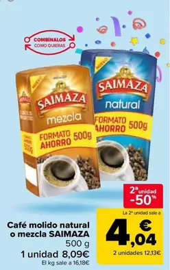 Oferta de Saimaza - Café molido natural o mezcla en Carrefour