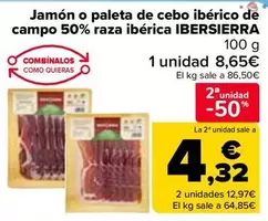 Oferta de Ibersierra - Jamón O Paleta De Cebo Ibérico De Campo 50% Raza Ibérica en Carrefour