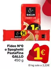 Oferta de Gallo - Fideo N°O O Spaghetti Pastafina por 1€ en Carrefour