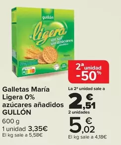Oferta de Gullón - Galletas María Ligera 0% Azúcares Añadidos  en Carrefour