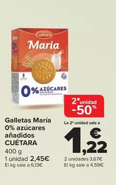 Oferta de Cuétara - Galletas María 0% Azúcares Añadidos en Carrefour