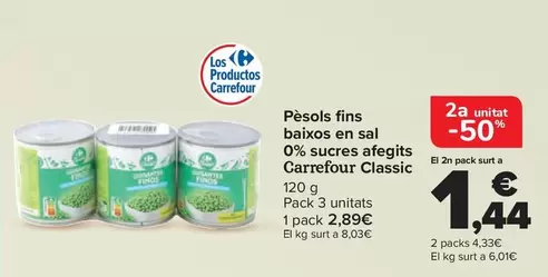Oferta de Carrefour Classic - Guisantes Finos Bajos En Sal 0% Azúcares Añadidos en Carrefour