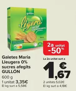 Oferta de Gullón - Galletas María Ligera 0% Azúcares Añadidos  en Carrefour