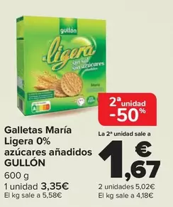 Oferta de Gullón - Galletas María Ligera 0% Azúcares Añadidos  en Carrefour