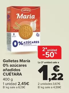 Oferta de Cuétara - Galletas María 0% Azúcares Añadidos en Carrefour