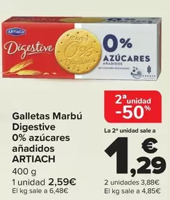 Oferta de Artiach - Galletas Marbú Digestive 0% Azúcares Añadidos en Carrefour