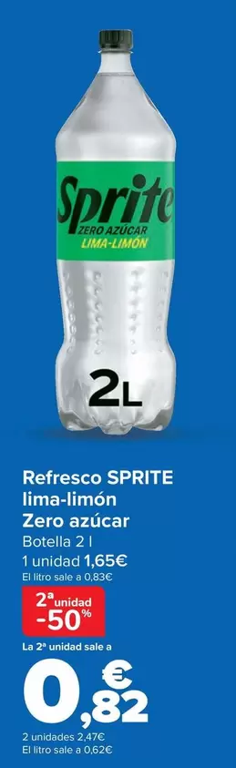 Oferta de Sprite - Refresco Lima-Limon Zero Azucar en Carrefour