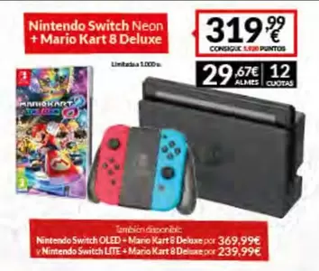 Oferta de Nintendo - Switch Oled + Mario Kart 8 Deluxe por 319,99€ en Game