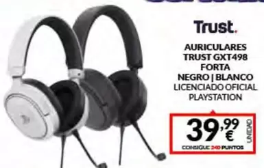 Oferta de Trust - Auriculares  Gxt498 Forta Negro/blanco Licenciado Oficial Playstation por 39,99€ en Game