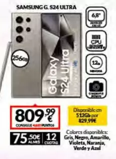 Oferta de Samsung - Galaxy S24 Ultra por 809,99€ en Game