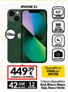 Oferta de Blanco - Iphone 13 por 449,99€ en Game